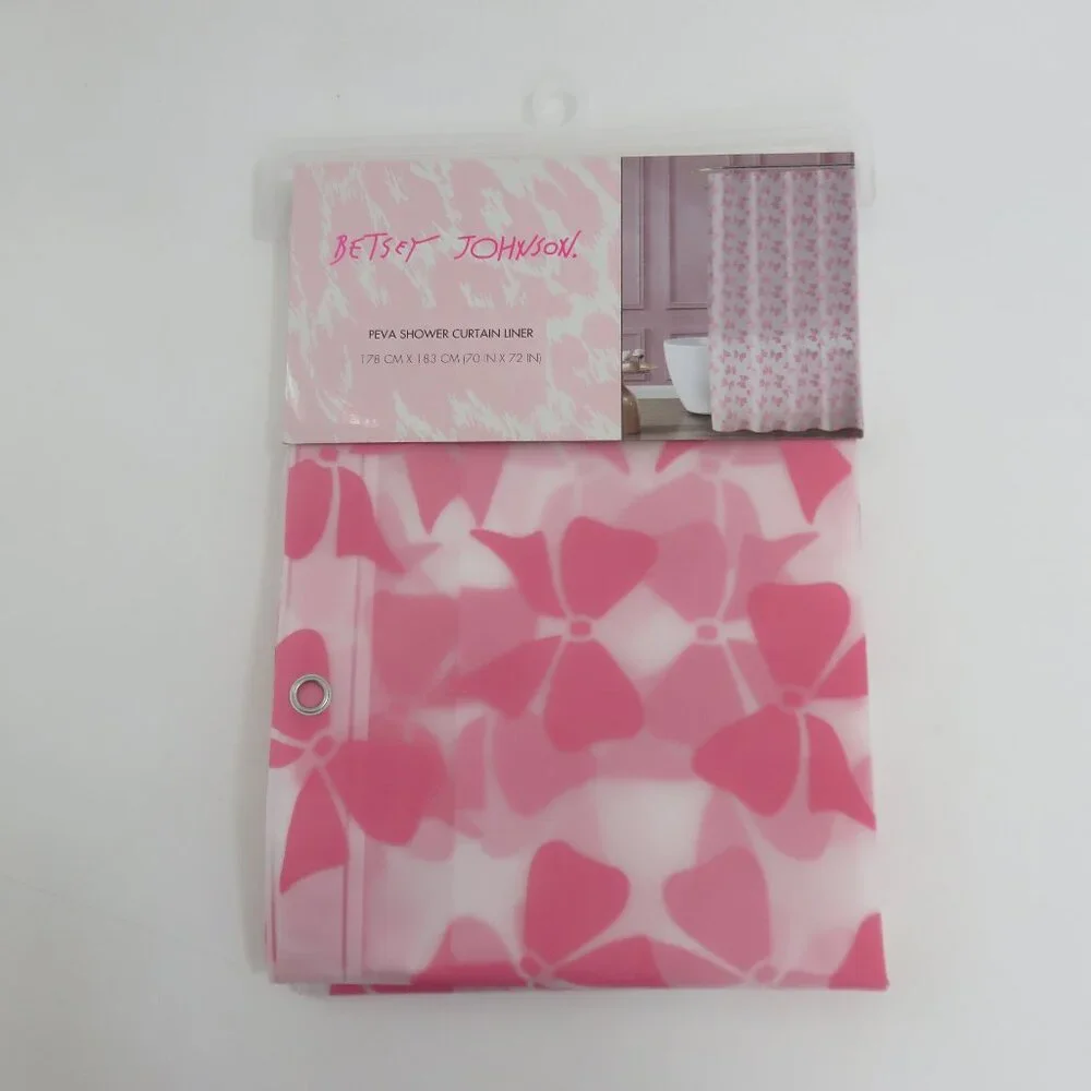 (#J) Betsey Johnson Bow Print PEVA Liner Shower Curtain 70